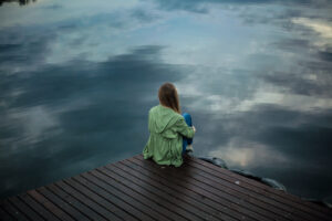 girl in gray storm